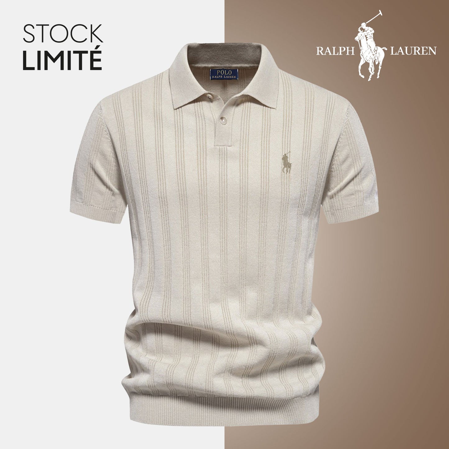 Men's Premium Textured Knit Polo Shirt - Breathable, Stylish, Ralph Lauren Inspired