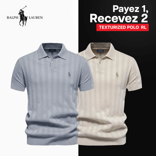 Polo Homme Maille Texturée RL - 1 ACHETÉ = 2 REÇUS 