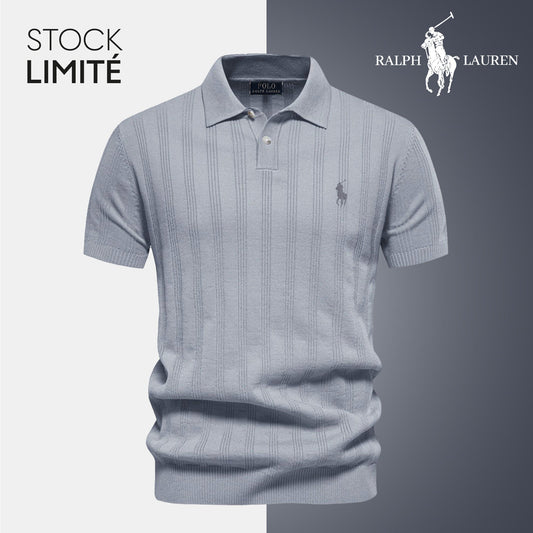 Men's Premium Textured Knit Polo Shirt - Breathable, Stylish, Ralph Lauren Inspired